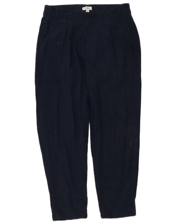 Pantaloni chino a vita alta da donna Marks & Spencer UK 12 Medium W32 L27 Navy
