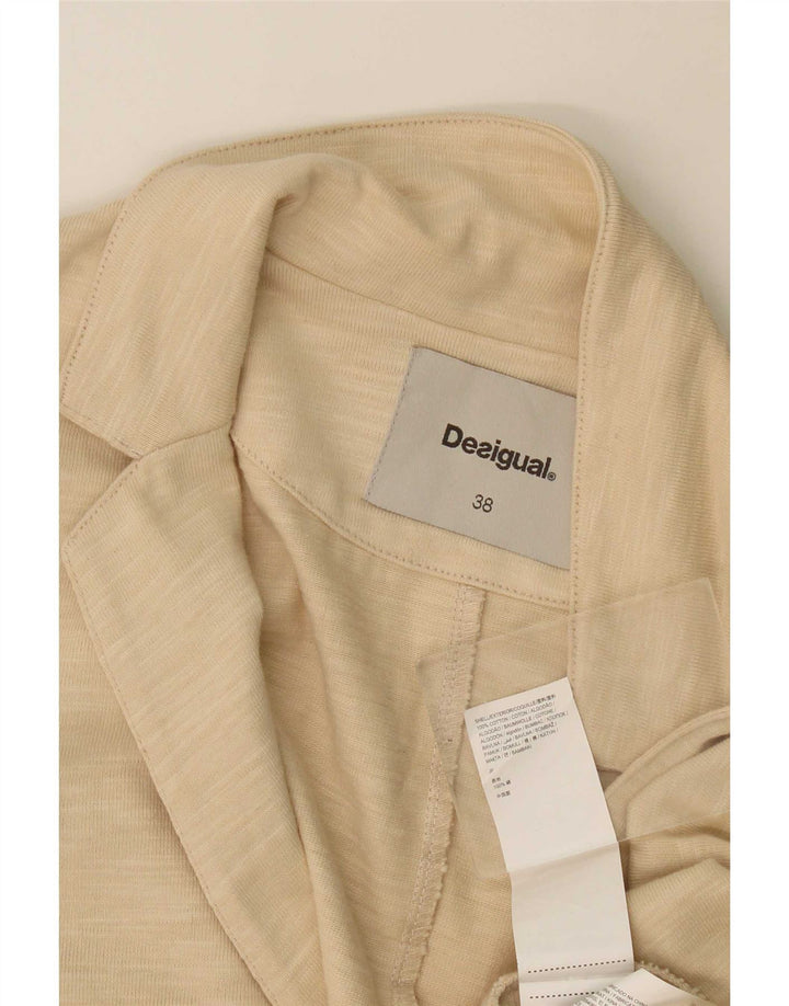 Desigual Womens Open Blazer Jacket EU 38 Medium Beige Flecked Bomuld