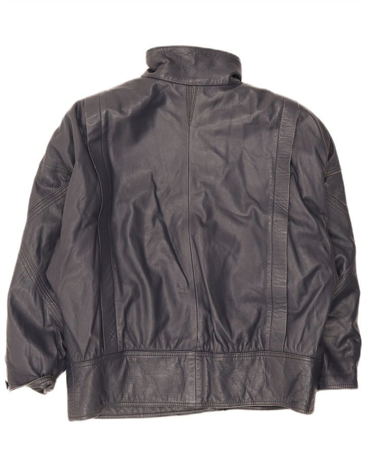 Chevignon Dame Læderjakke UK 16 Large Navy Blue