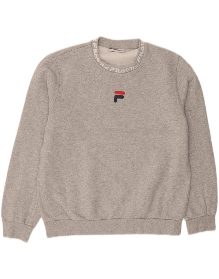 FILA Mens Graphic Sweatshirt Jumper Large Grey Cotton Vintage Fila and Second-Hand Fila from Messina Hembry 