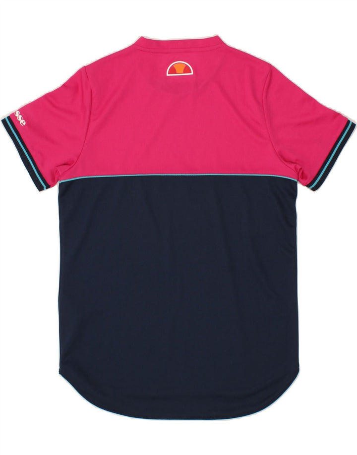 ELLESSE Mens T-Shirt Top Medium Pink Colourblock Polyester Vintage Ellesse and Second-Hand Ellesse from Messina Hembry 