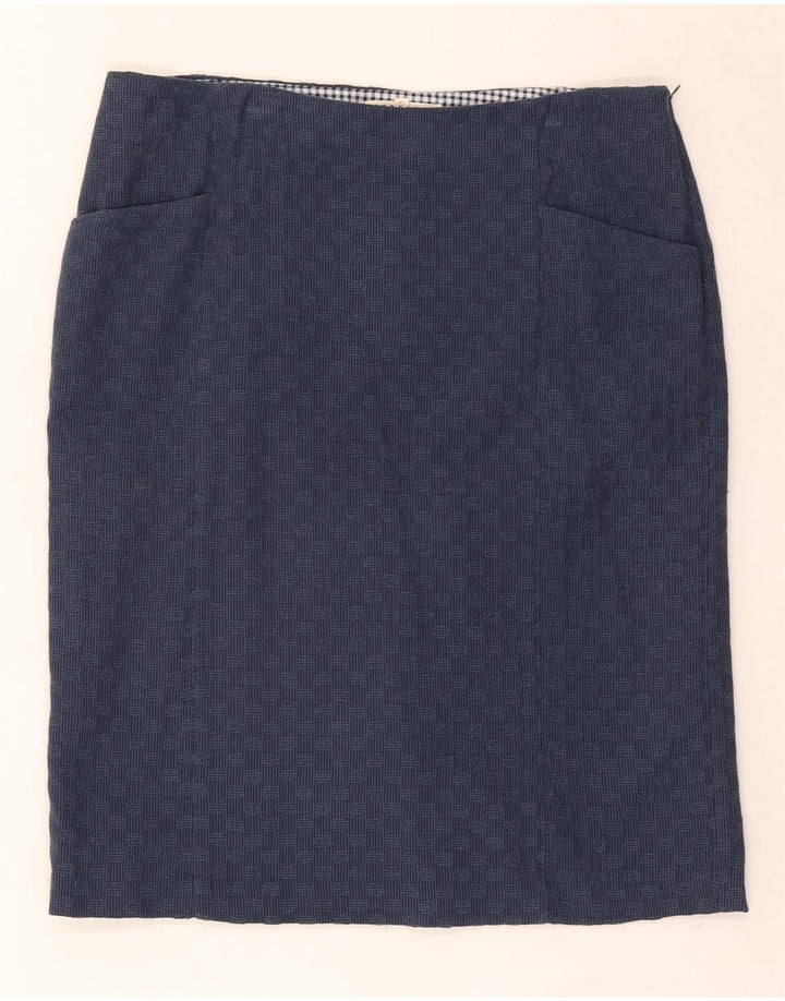 White Stuff Lige nederdel til kvinder UK 12 Medium W32 Marineblå Geometrisk