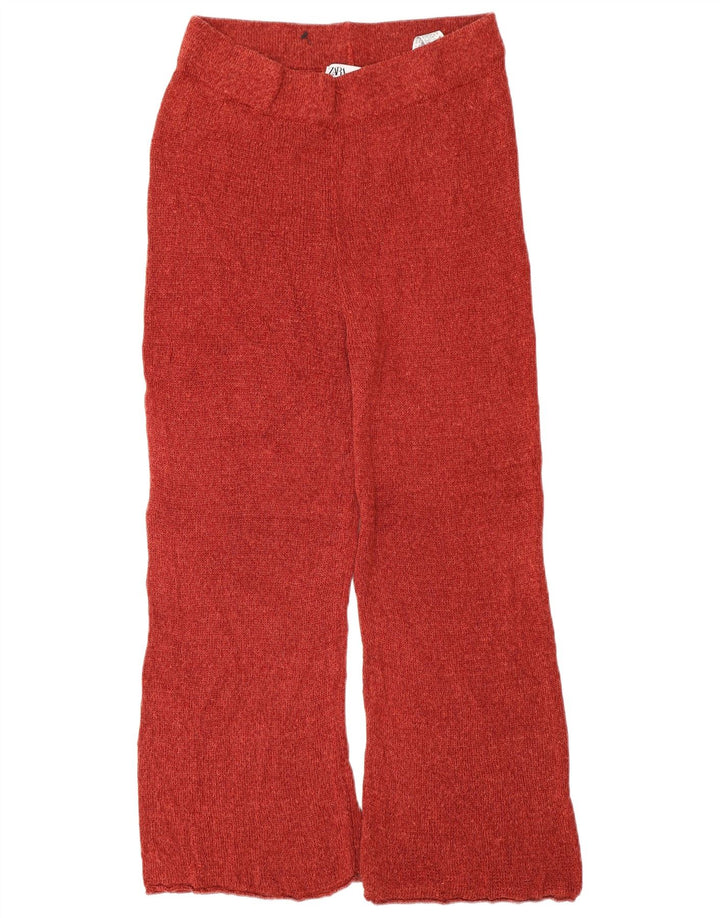 Zara Womens Knit Cropped Trousers Medium W28 L24 Red Linen