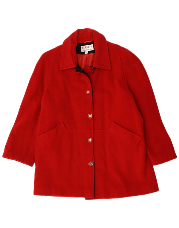 CLASSIC Dame Oversized Overfrakke UK 12 Medium Rød Uld