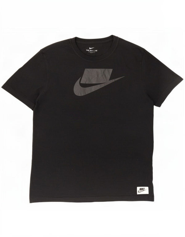 Ανδρικό γραφικό μπλουζάκι Nike, μεγάλο μαύρο βαμβακερό