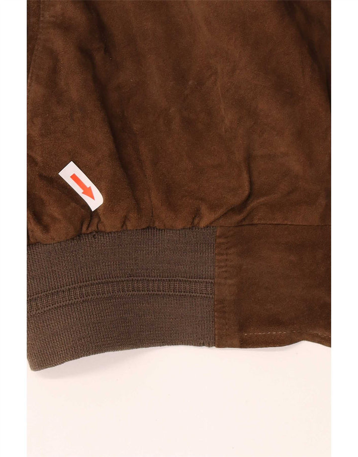 Męska zamszowa kurtka bomber Montes EU 52 XL, brązowa skóra