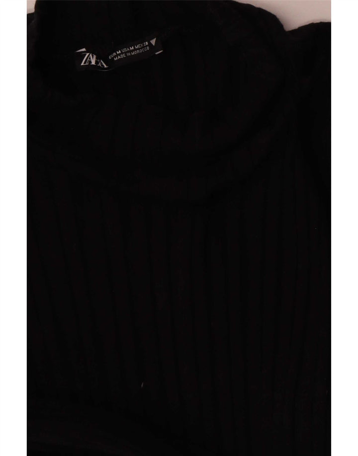 Zara Womens Long Sleeve Bodycon Dress UK 12 Medium Black