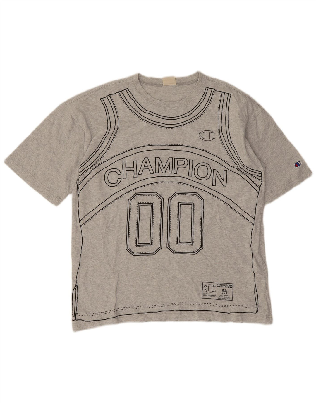 T-shirt grafica da uomo Champion Top grande in cotone grigio