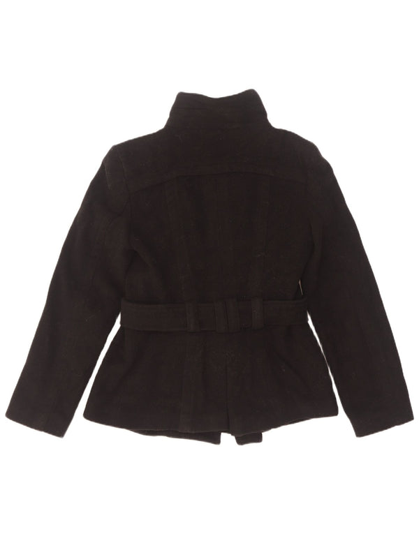Zara Womens Pea Coat UK 6 XS Black Wool