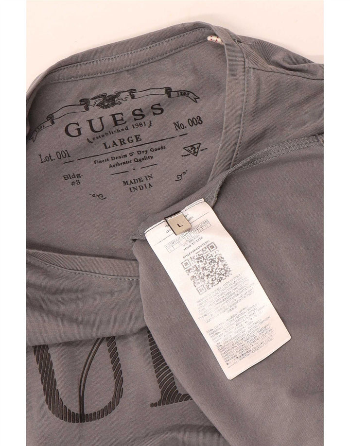 Guess Herre Grafisk Top Langærmet UK 40 Medium Grå Bomuld