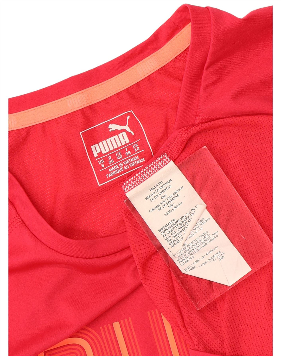 Puma Womens Graphic T-Shirt Top UK 10 Small Red Polyester