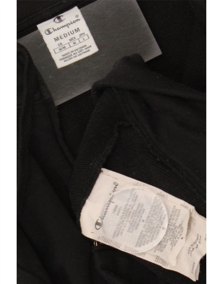 CHAMPION Womens Graphic Tracksuit Top Jacket UK 12 Medium Black Cotton