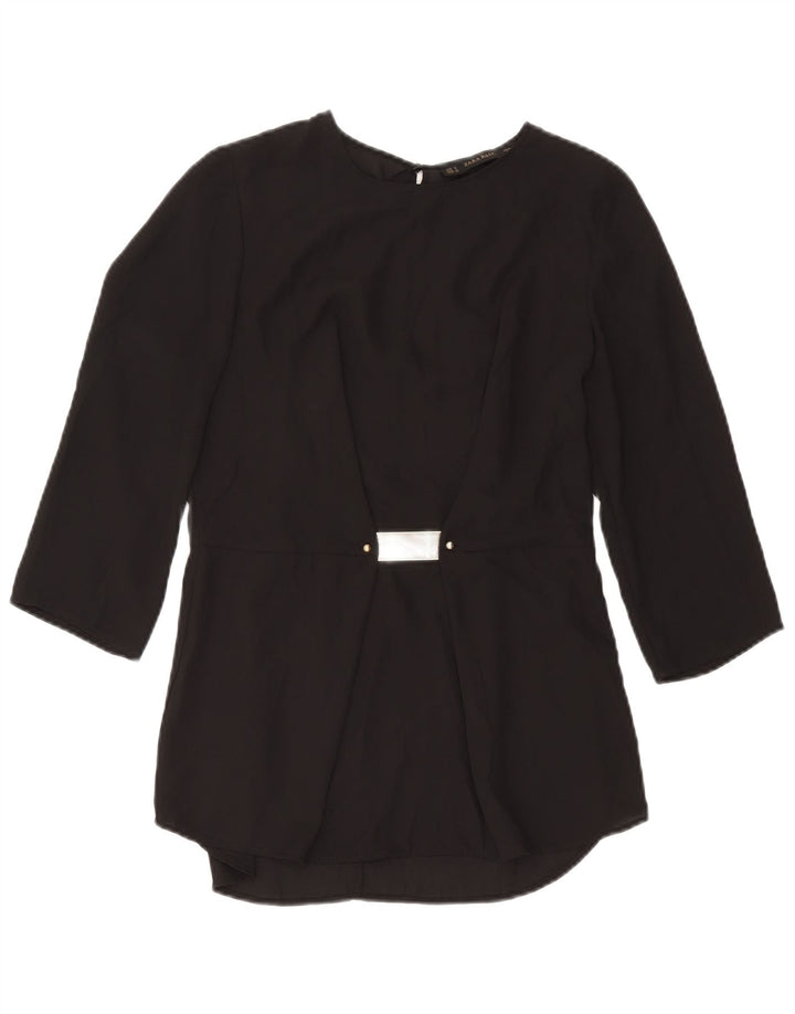 Zara Womens 3/4 Sleeve Blouse Top UK 10 Small Black