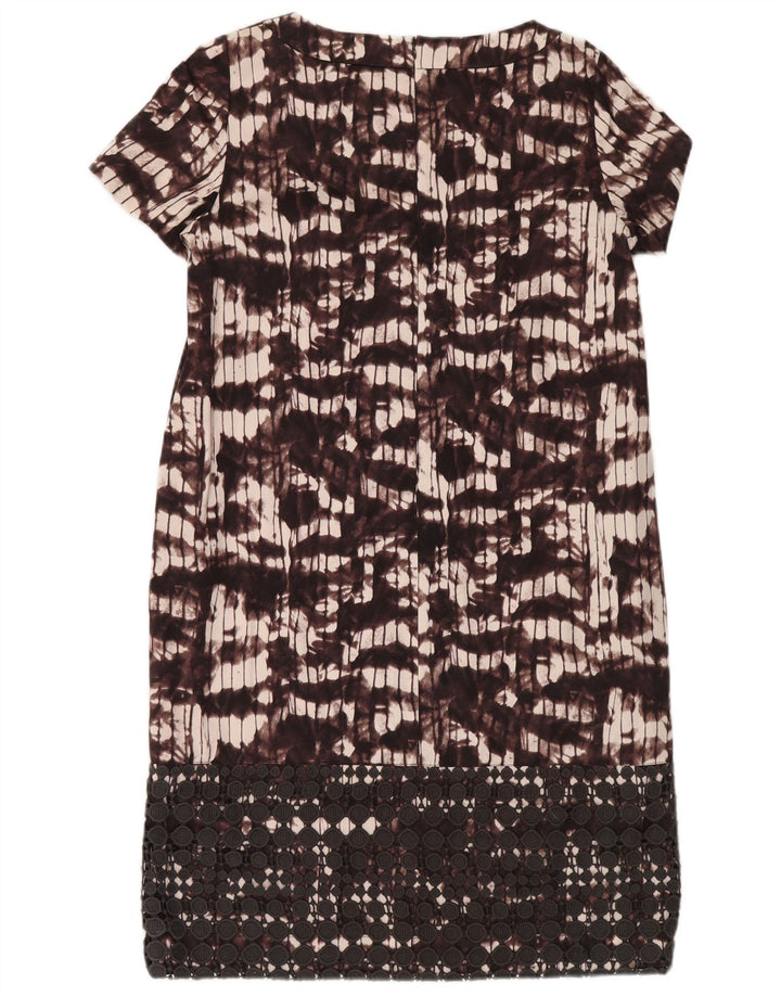 Max Mara Womens Abstract Pattern Shift Dress UK 12 Medium Burgundy