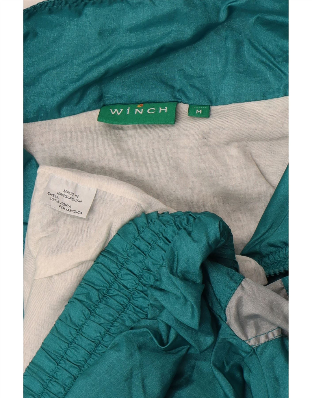 Vintage Mens Tracksuit Top Jacket Medium Green Colourblock Polyamide