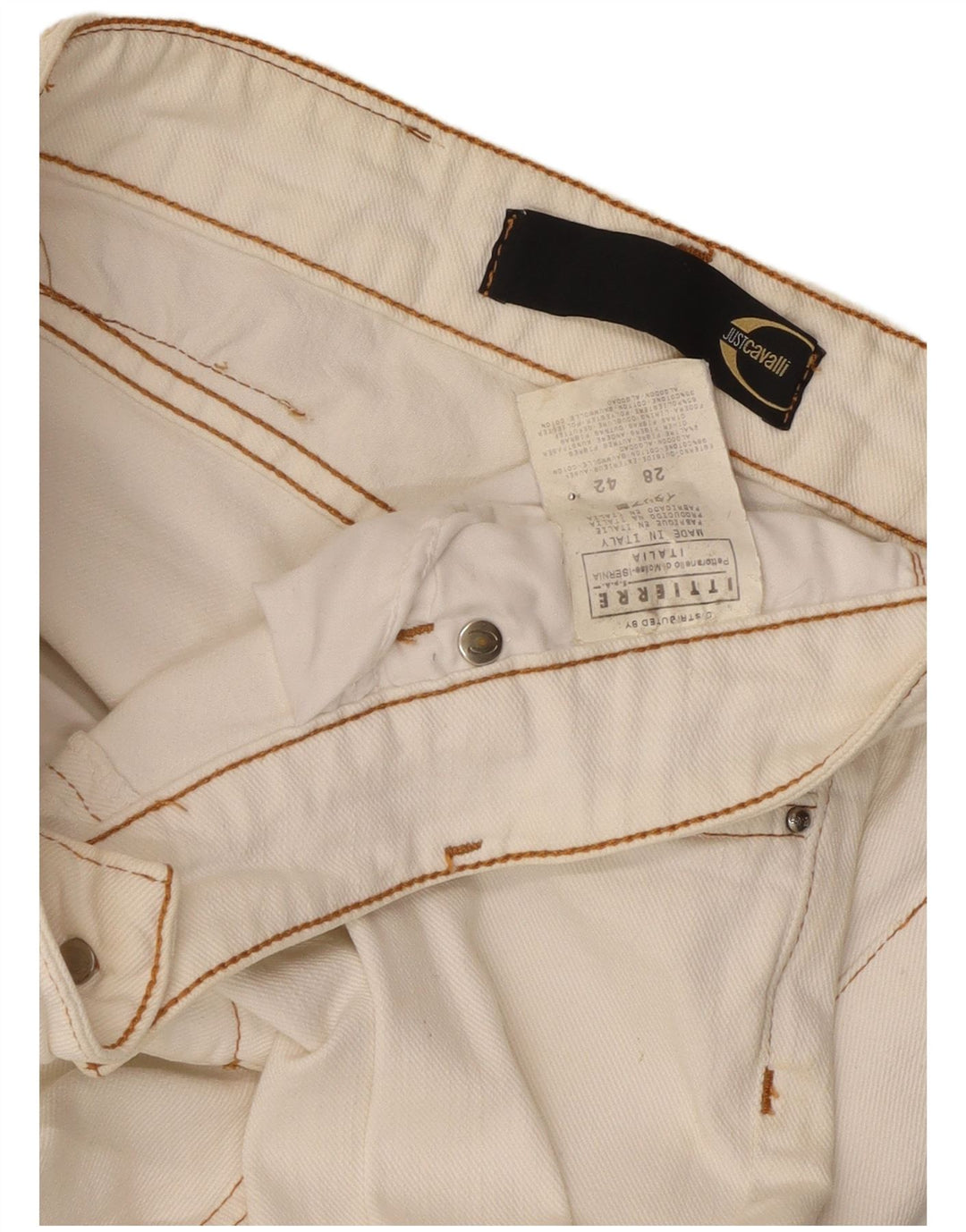 Just Cavalli Bootcut-Jeans für Damen, W28, L29, weiße Baumwolle