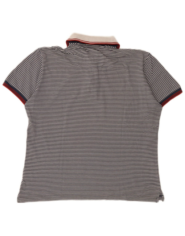 Fred Perry Mens Polo Shirt XL Navy Blue Pinstripe Cotton