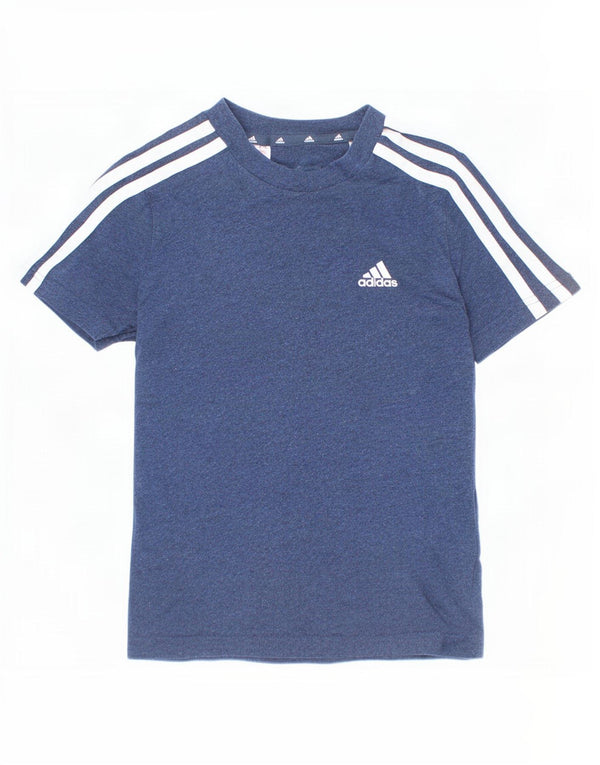 Adidas Boys T-Shirt Top 7-8 Years Navy Blue Cotton