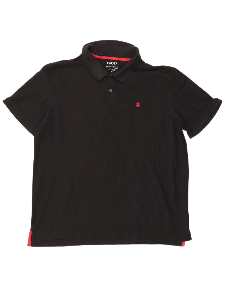 IZOD Mens Polo Shirt 2XL Black Cotton