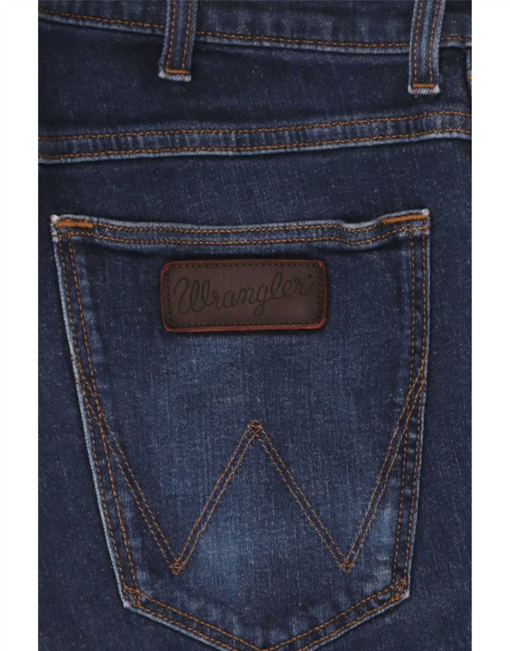 Wrangler Mens Slim Jeans W31 L32 Navy Blue Cotton