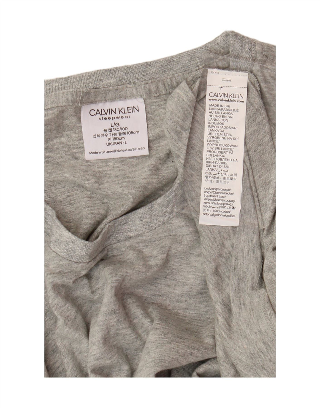 CALVIN KLEIN Mens T-Shirt Top Large Grey Cotton