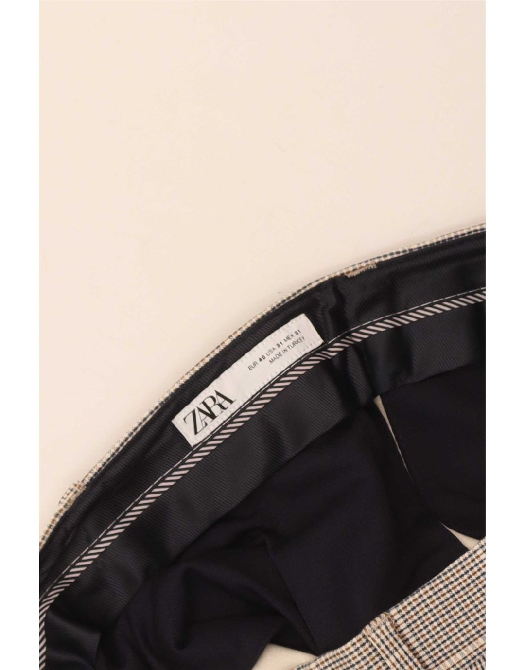 Zara Mens Slim Suit Trousers EU 40 Medium W31 L27 Grey Check