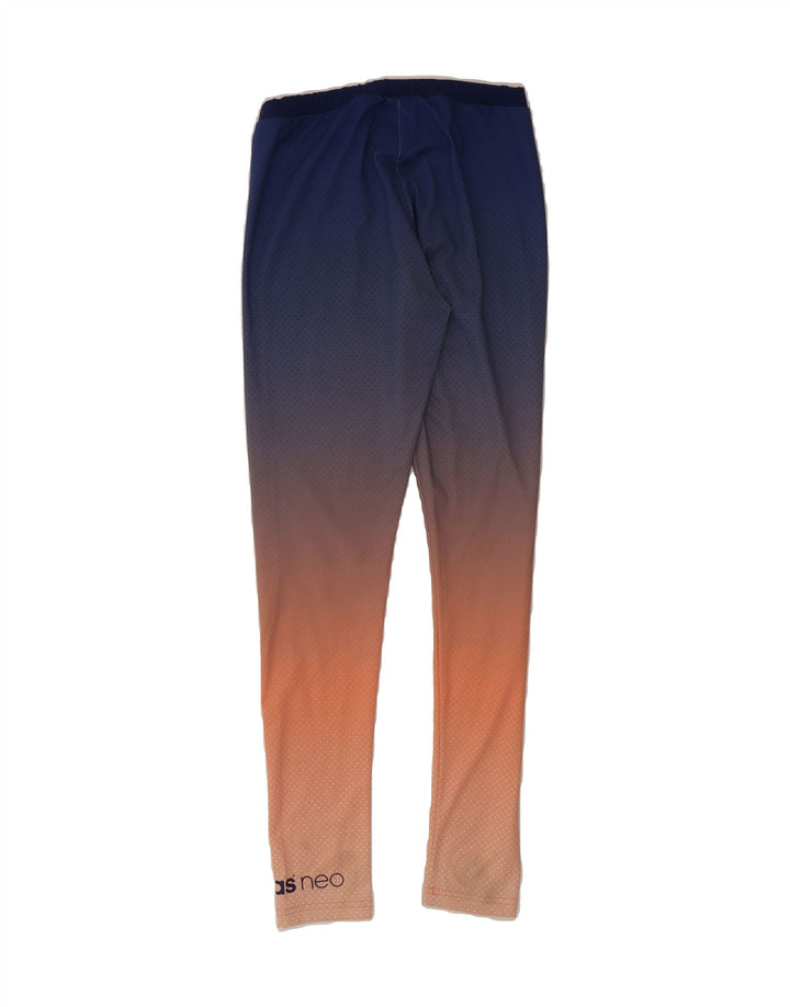 ADIDAS Womens Leggings UK 10 Small Blue Colourblock Polyester Vintage Adidas and Second-Hand Adidas from Messina Hembry 
