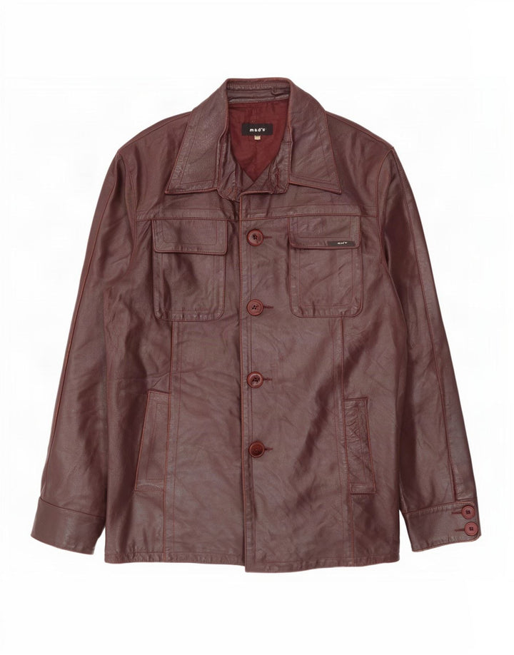 Giacca in pelle vintage da uomo UK 42 XL Borgogna
