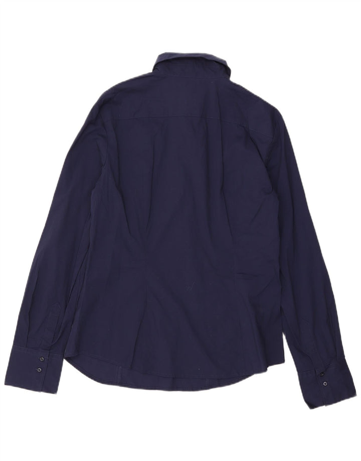 Benetton Womens Pullover Shirt UK 16 Large Navy Blue Cotton