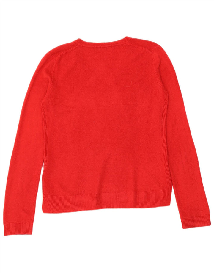 Marks & Spencer Dame V-hals sweater UK 8 Lille rød akryl