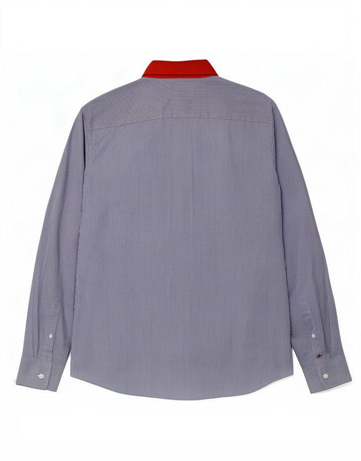 Calvin Klein Herrenhemd, groß, blaue Nadelstreifen-Baumwolle