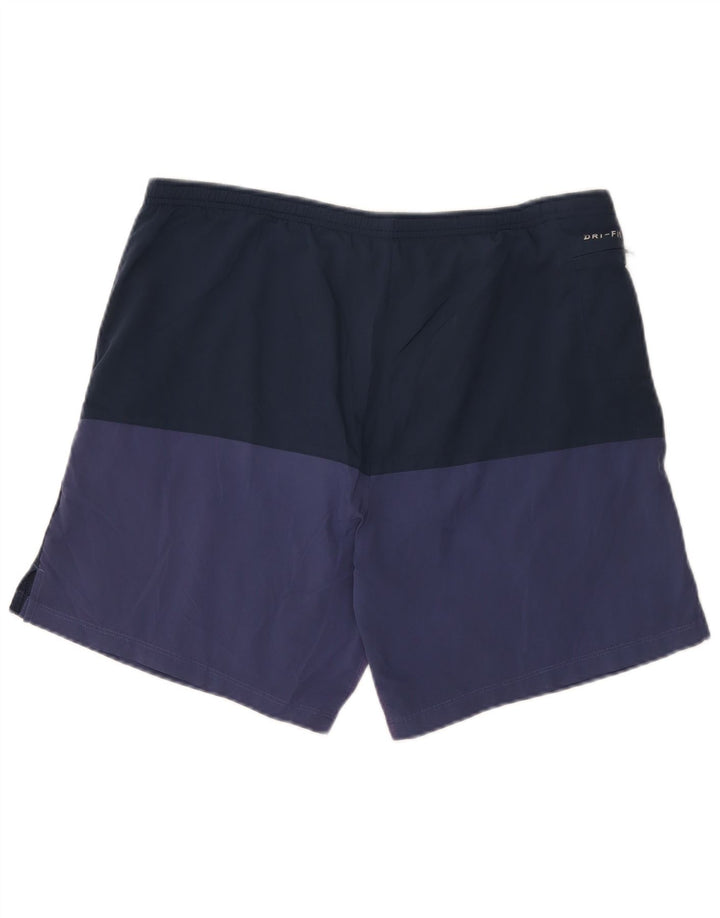 Pantaloncini sportivi Nike Dri Fit da uomo, poliestere color block medio blu navy