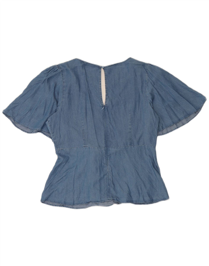 Oasis Womens Blouse Top UK 14 Medium  Blue Lyocell
