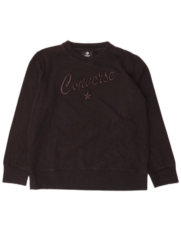 Felpa grafica da donna Converse Jumper UK 16 Large Black Cotton