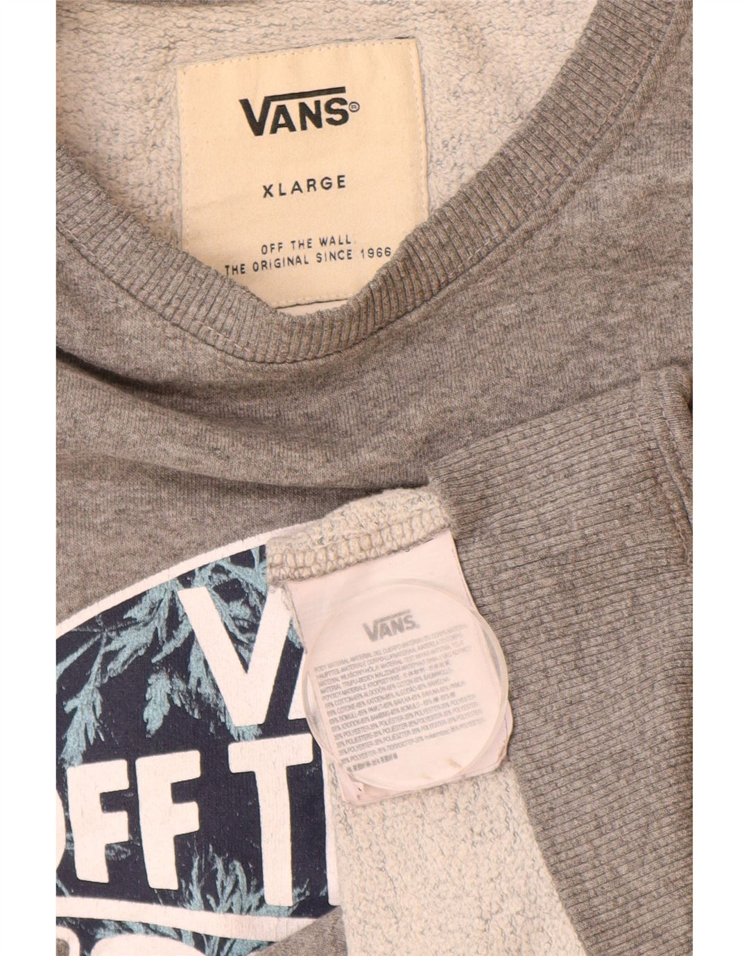 Vans Mens Graphic Sweatshirt Jumper XL Grey Cotton