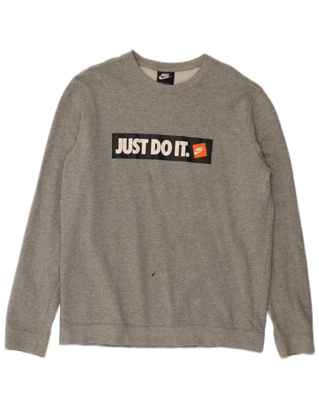 Nike Mens Graphic Sweatshirt Jumper Large Grey Flecked Cotton