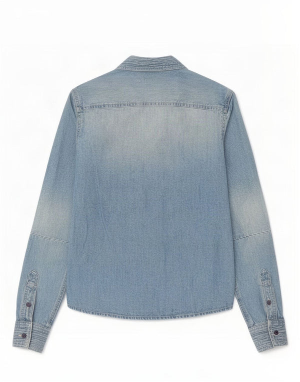 Polo Ralph Lauren Womens Military Denim Shirt UK 10 Small Blue Cotton