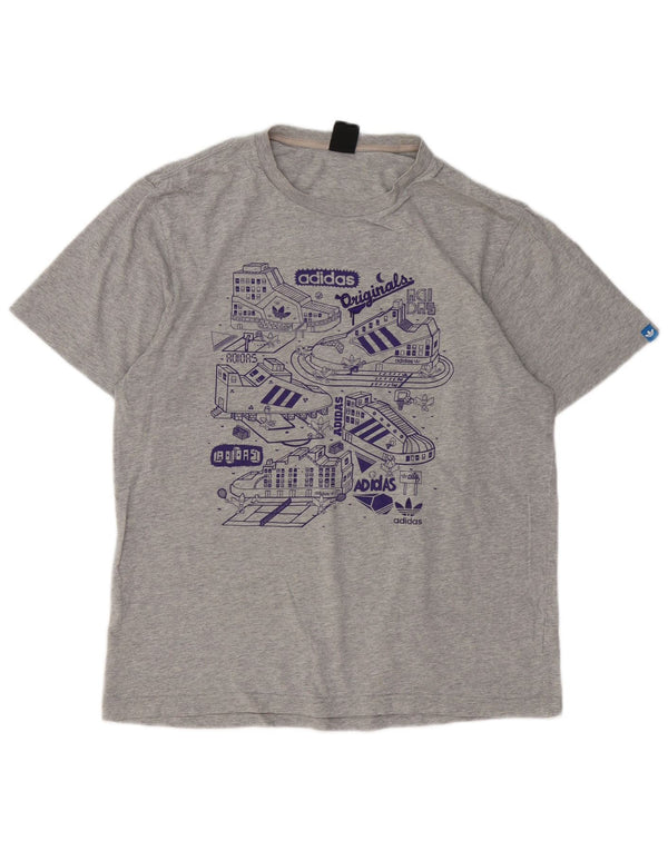 Adidas Mens Graphic T-Shirt Top Large Grey Cotton