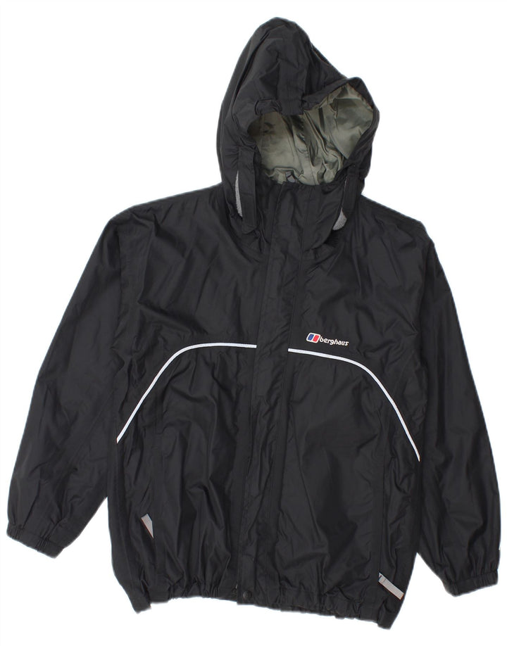 Berghaus Boys Hooded Rain Jacket 9-10 Years Black Nylon