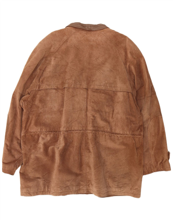 VALENT Mens Suede Jacket EU 54 2XL Brown Leather