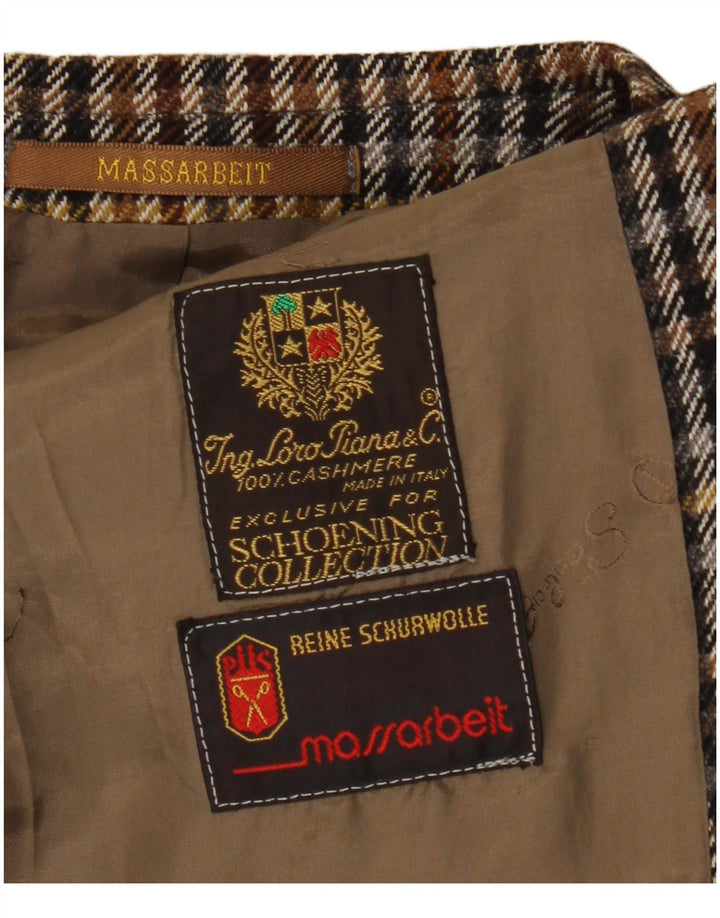 Giacca blazer vintage da uomo a 2 bottoni UK 40 grande cashmere pied de poule marrone