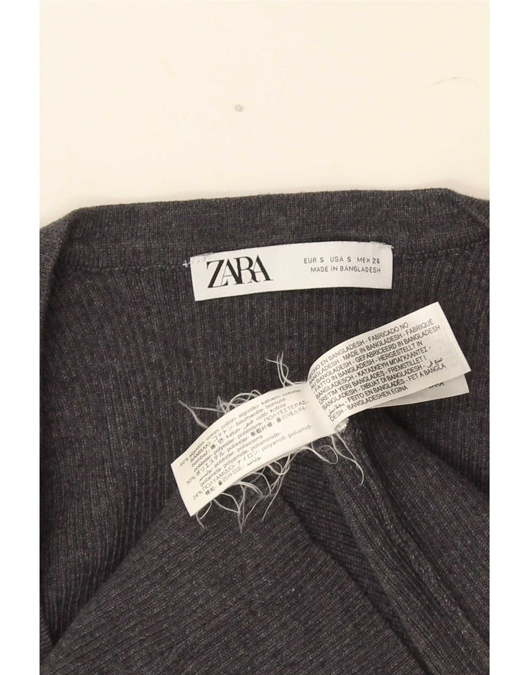 Zara Womens Crop Top UK 8 Small Grå Bomuld
