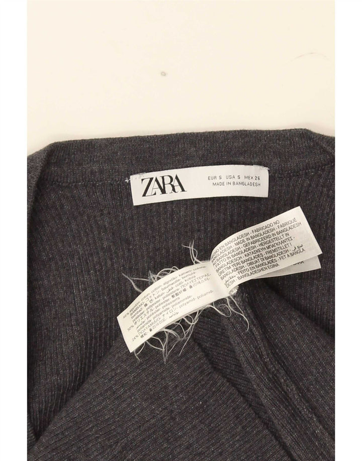 Zara Womens Crop Top UK 8 Small Grå Bomuld