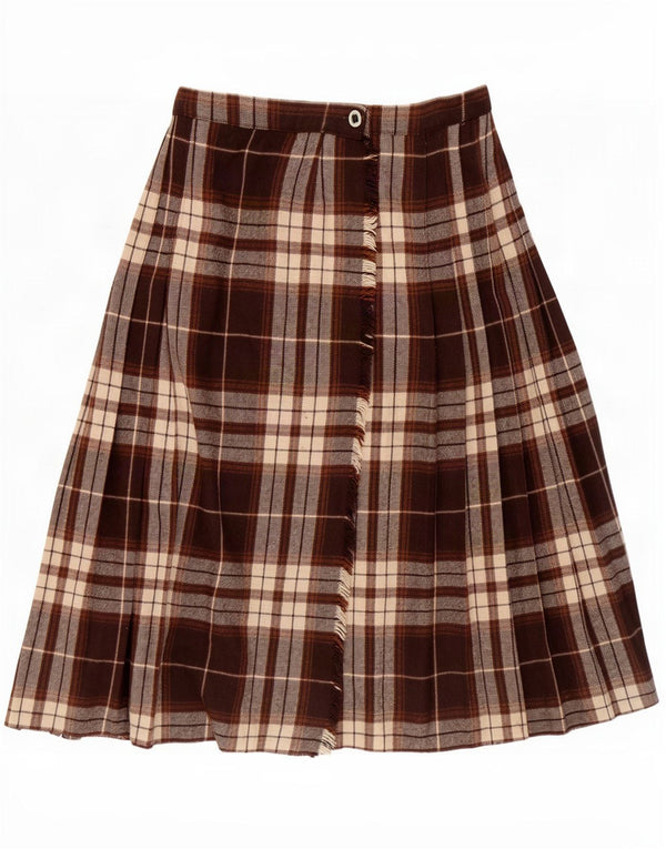 Gonna a portafoglio da donna vintage IT 46 grande W30 a quadri marroni