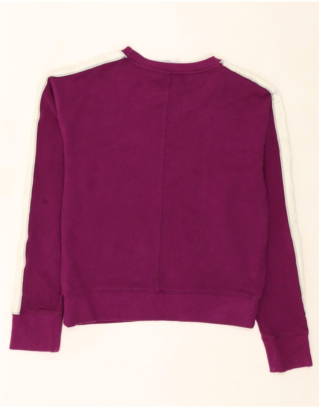 CHAMPION Womens Graphic Crop Sweatshirt Jumper UK 14 Medium Purple Cotton Vintage Champion and Second-Hand Champion from Messina Hembry 