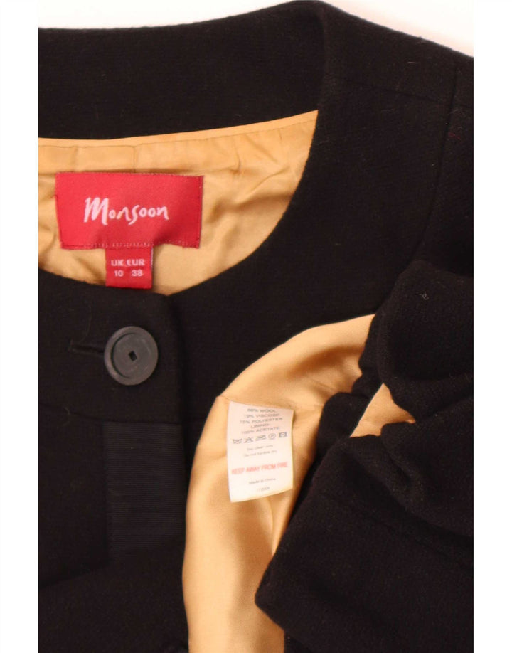 Monsoon Womens 3/4 Sleeve Bolero Jacket UK 10 Small Black Wool