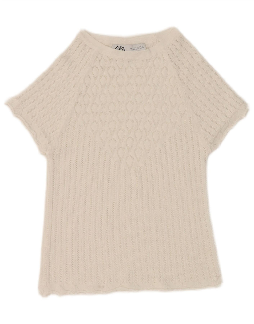 Zara Womens Crop Blouse Top UK 8 Petit Blanc