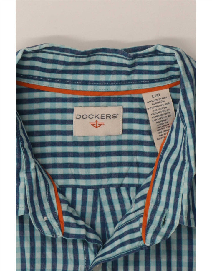 Dockers Mens Shirt Large Blue Gingham Cotton