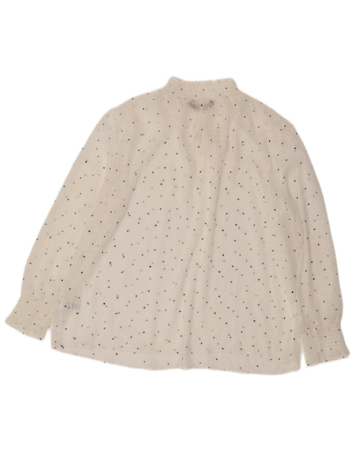 Marks & Spencer Womens Long Sleeve Blouse Top UK 18 XL White Spotted