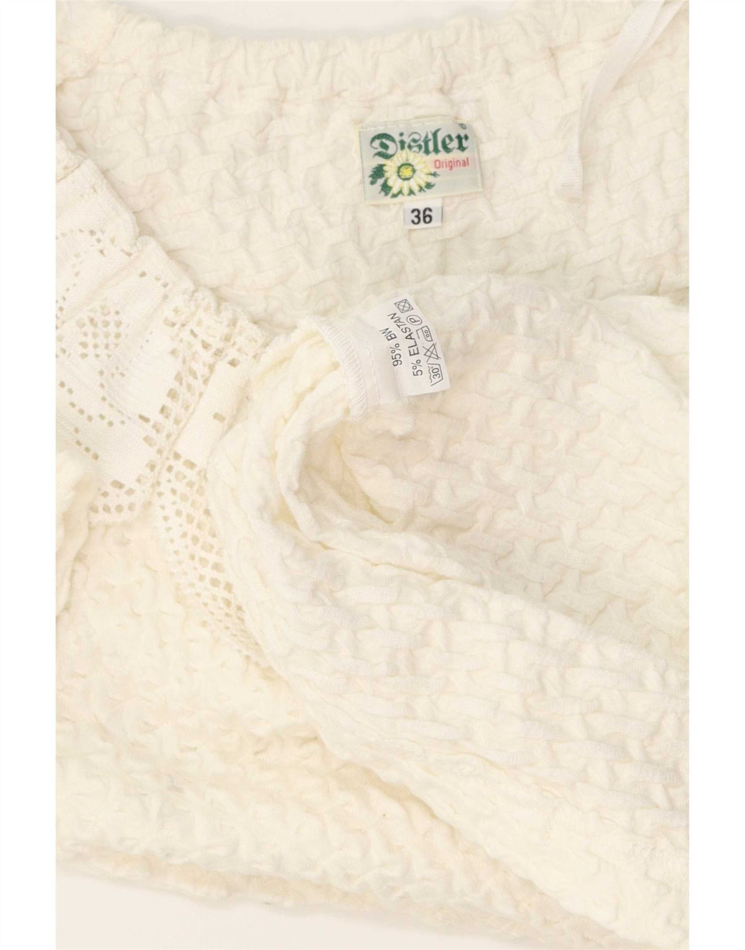 Distler Blusa para mujer Top EU 36 Small White Cotton